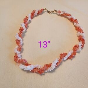 Elegant Coral and White Beaded Necklace